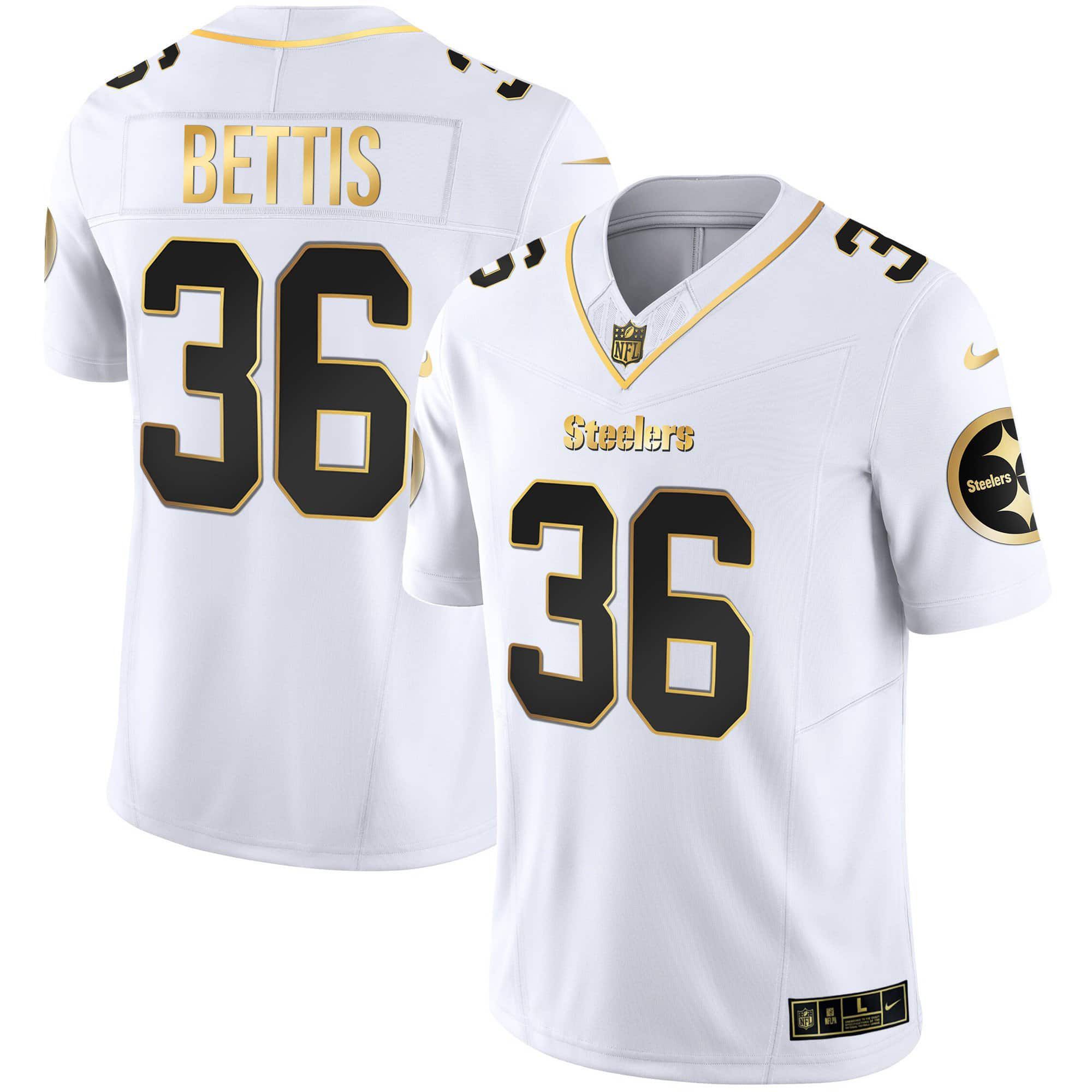 Men Pittsburgh Steelers 36 Bettis White Gold 2024 Nike Vapor Limited NFL Jersey